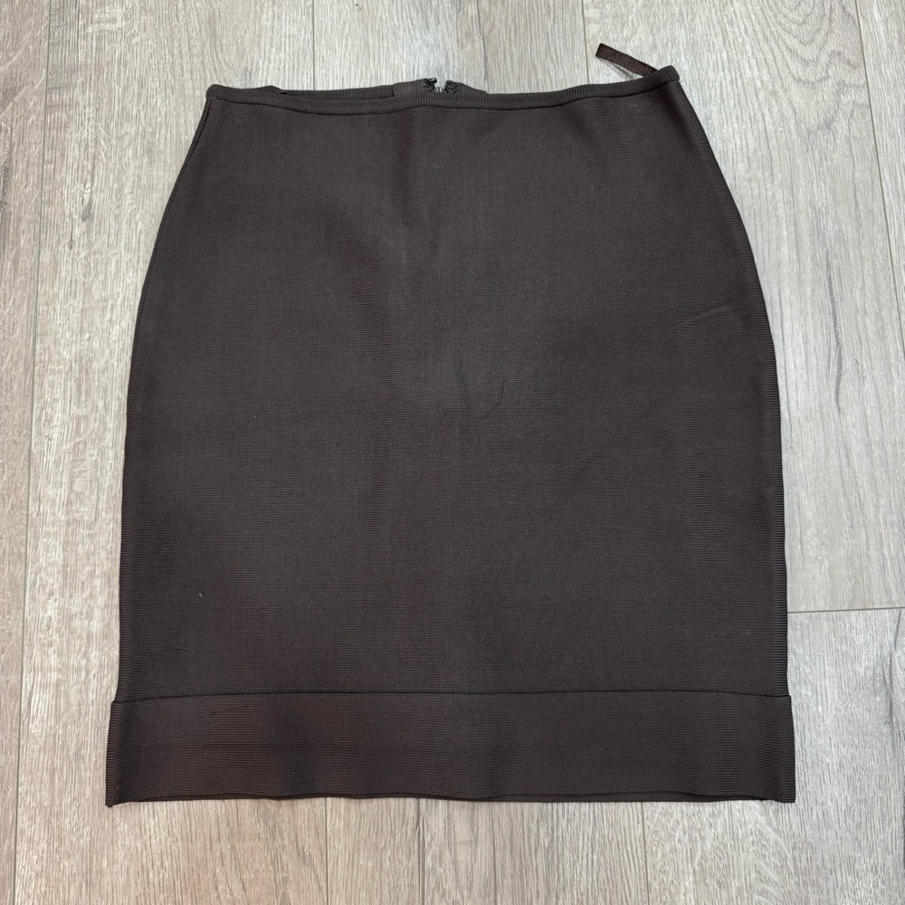 Herve Leger Bandage Mini Skirt Dark Brown Size XS